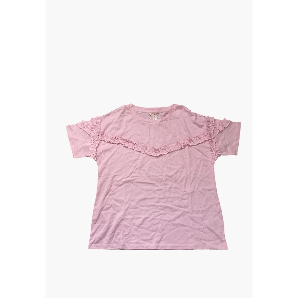 Women's Brooks brothers Pink Ruffle cotton shirt blouse size L